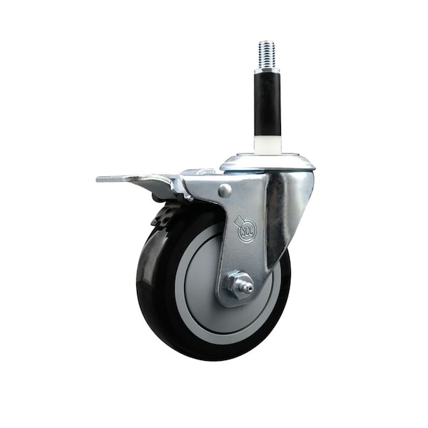 4'' Black Poly Swivel 7/8'' Expanding Stem Caster Total Lock Brake
